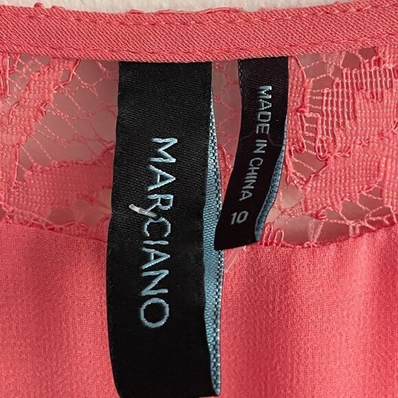 MARCIANO Long Sleeve V-Neck Shorts Romper Lace Detail Coral / Melon 10 - Picture 6 of 6